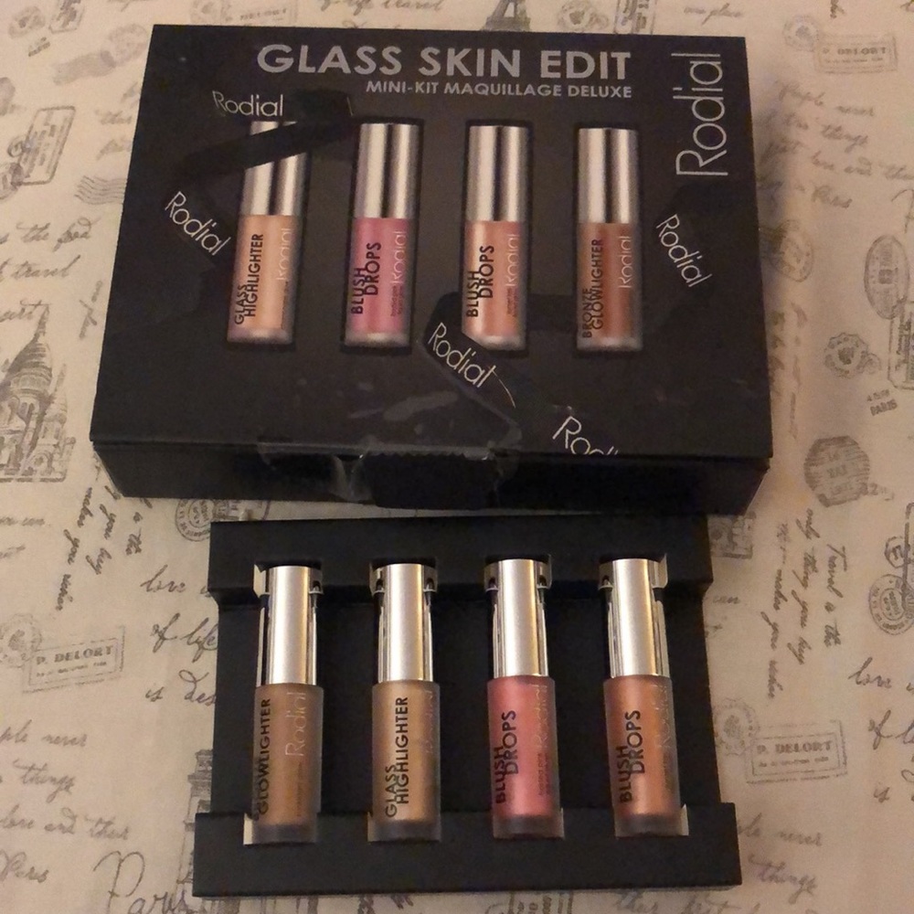 Rodial Glass Skin Edit 4PC Mini Kit Highlighter, Blush & Bronzer NIB